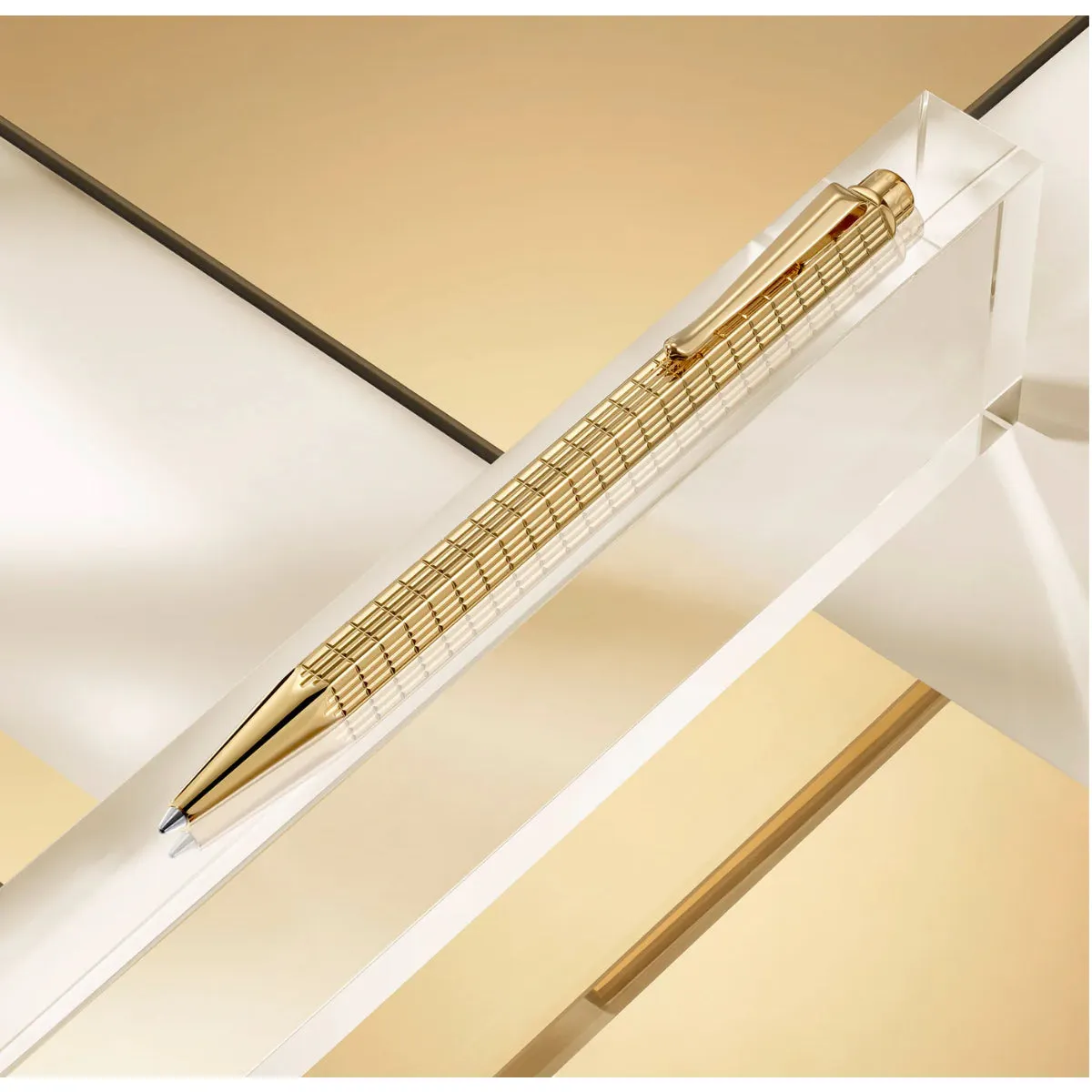 CARAN d'ACHE ECRIDOR LIGHTS Gift Set, Gilded Ballpoint Pen & Leather Case