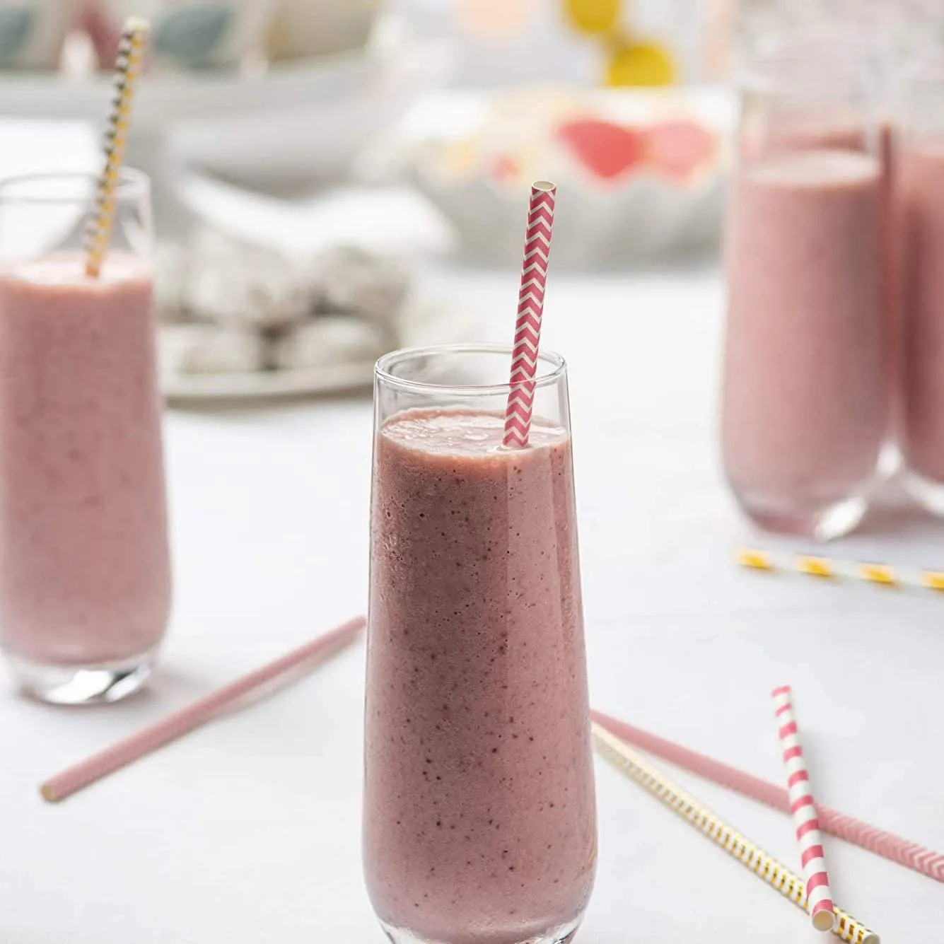 [Case of 4800] Hot Pink   Gold Paper Drinking Straws