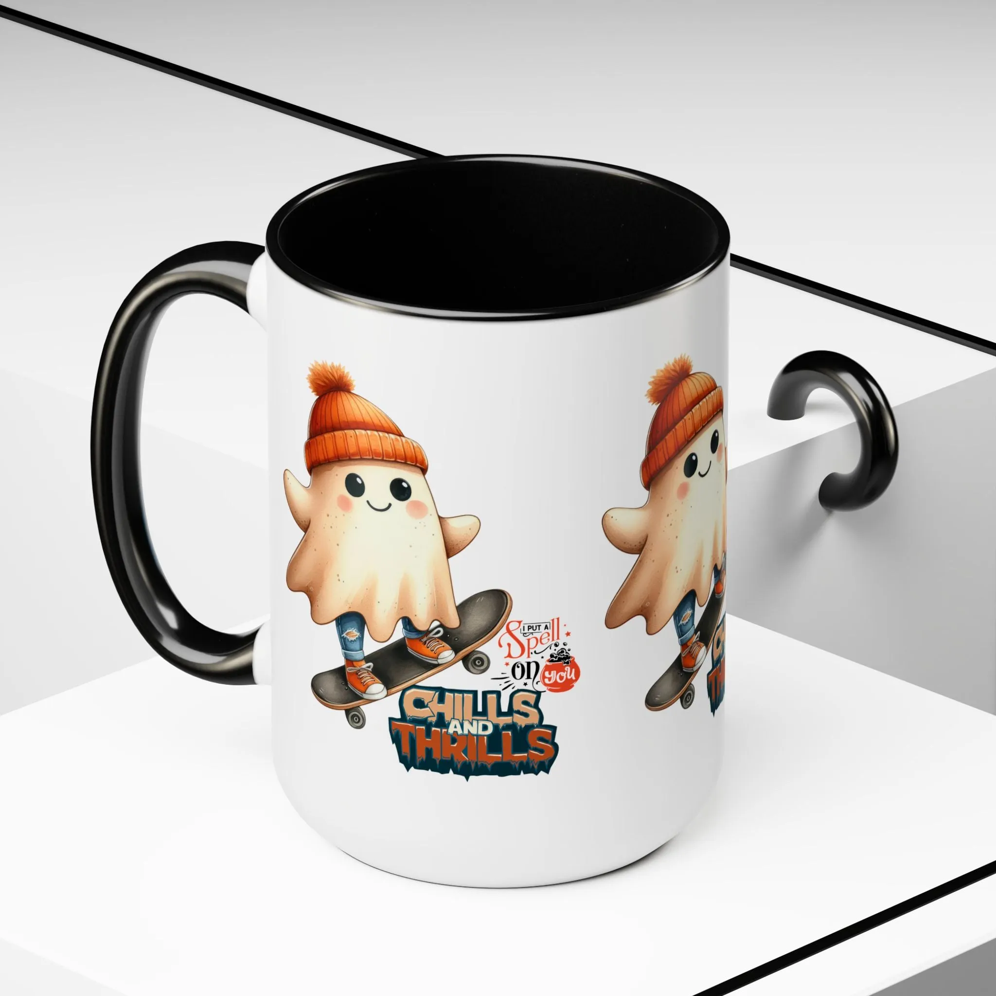 Chills & Thrills Halloween Coffee Mug,  Let's Go Halloween Coffee Mug, Trick or Treat Halloween Coffee Mug, Cute Skeleton Coffee Mug, Spooky Season Halloween Coffee Mug.