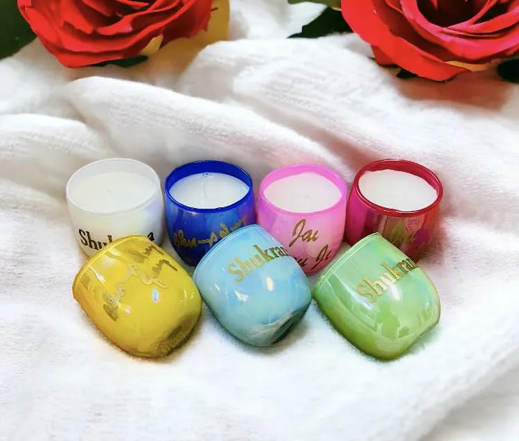 Ck Homez Magnetic Gift Box with U Shape Small Holographic Candles Box Blessing Always Guruji Candles for Gifting (Pack of 3, Blue)