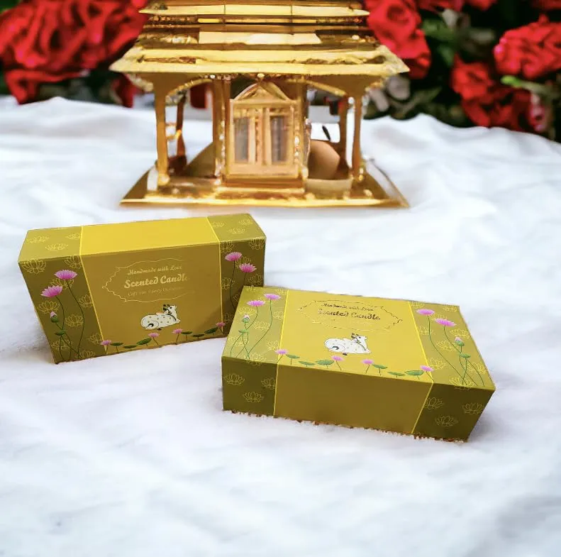Ck Homez Magnetic Gift Box with U Shape Small Holographic Candles Box Blessing Always Guruji Candles for Gifting (Pack of 3, Blue)