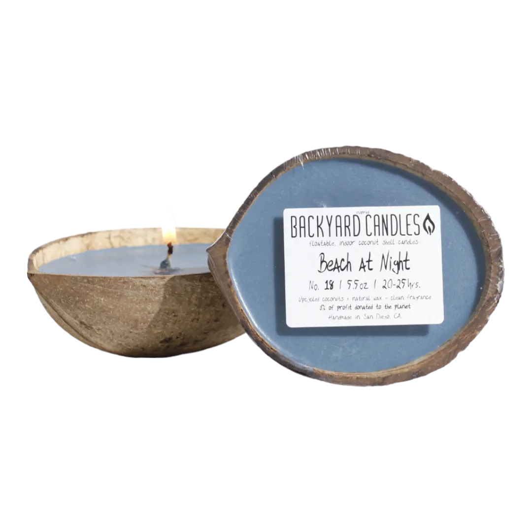 Coconut Shell Candle - Beach At Night