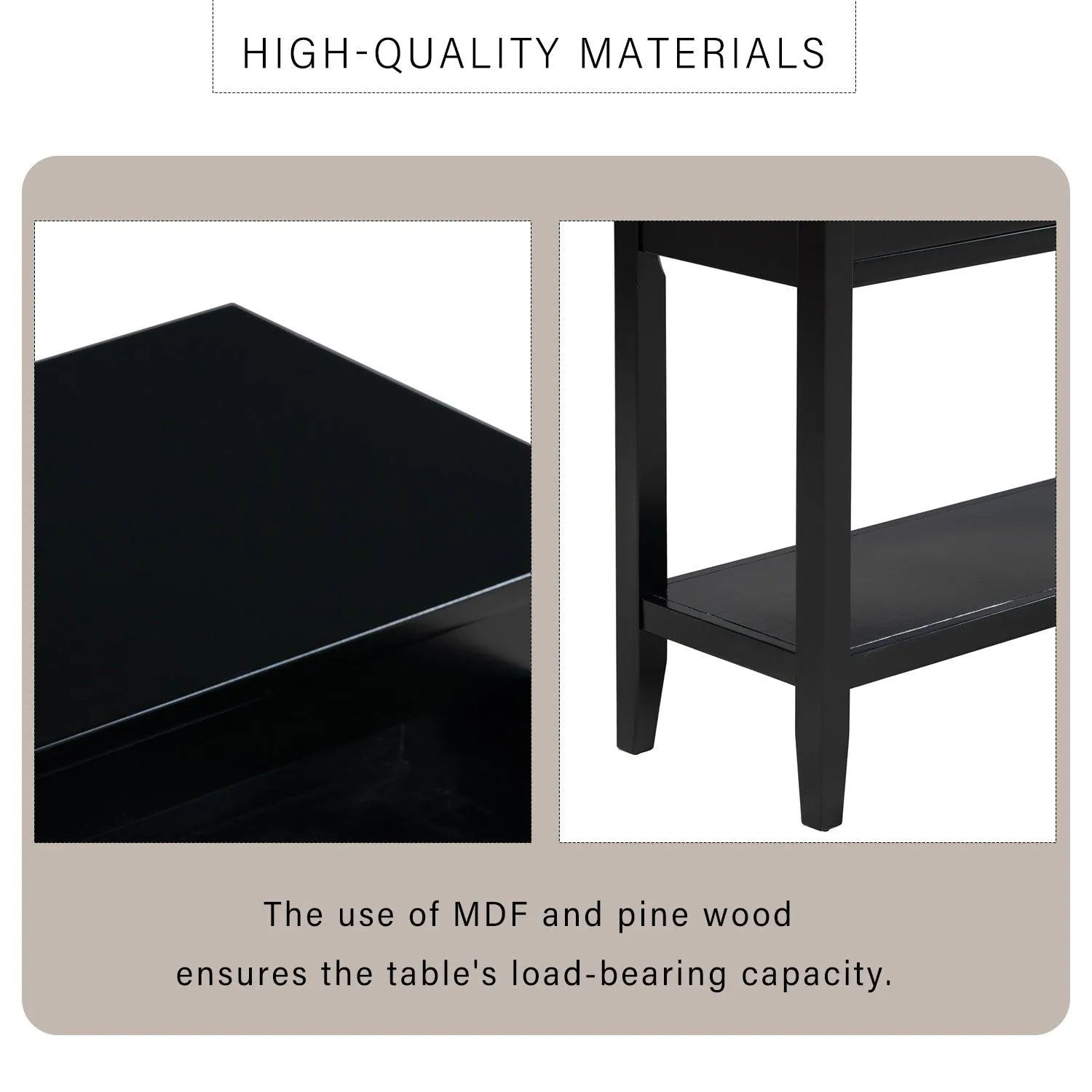 Contemporary Console Table, 3 Drawers, 1 Shelf for Entryway and Hallway