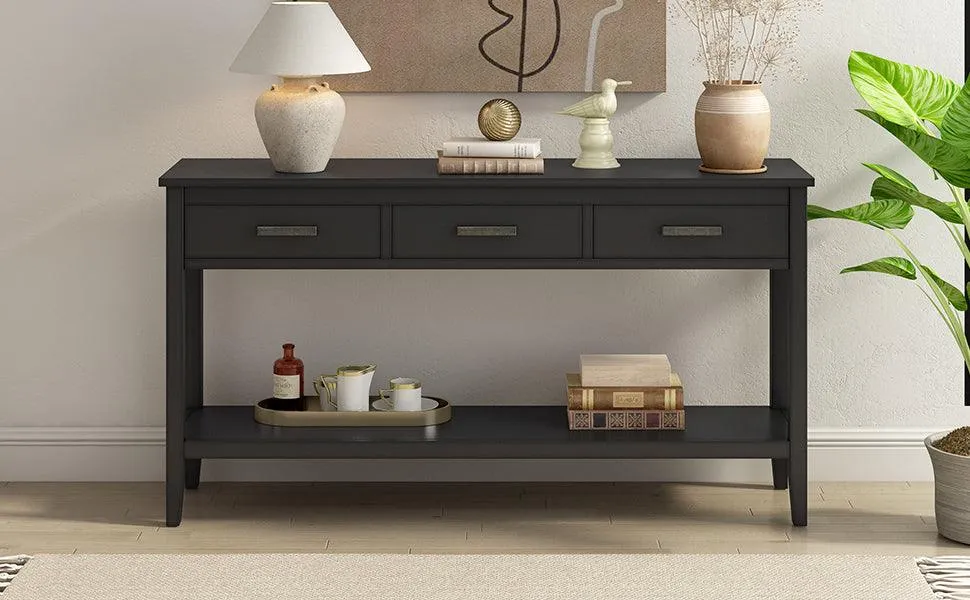 Contemporary Console Table, 3 Drawers, 1 Shelf for Entryway and Hallway
