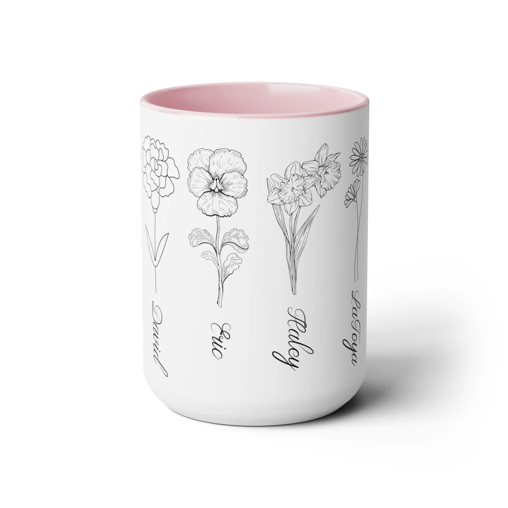 Custom Birth Month Flower mug, Mother's Day Gift, Plant Mom Mug, Custom Mom Mug, Mothers Day Mug, CPlant Lover Gift, Plant mom mug Two-Tone Coffee Mugs, 15oz
