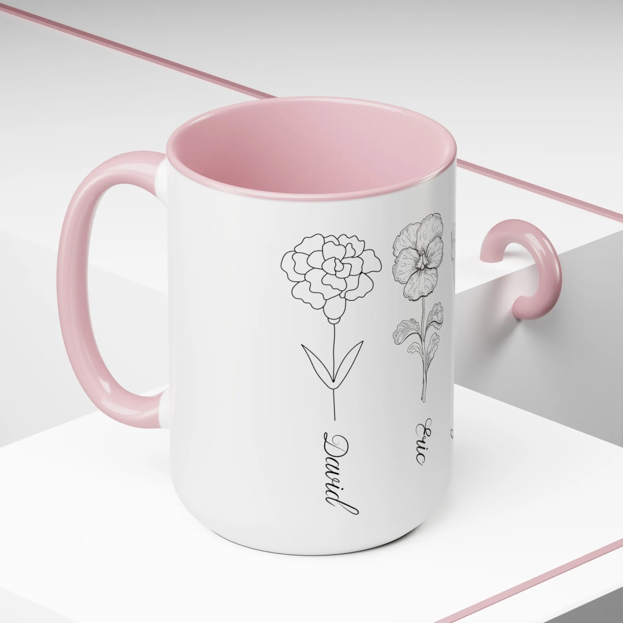 Custom Birth Month Flower mug, Mother's Day Gift, Plant Mom Mug, Custom Mom Mug, Mothers Day Mug, CPlant Lover Gift, Plant mom mug Two-Tone Coffee Mugs, 15oz