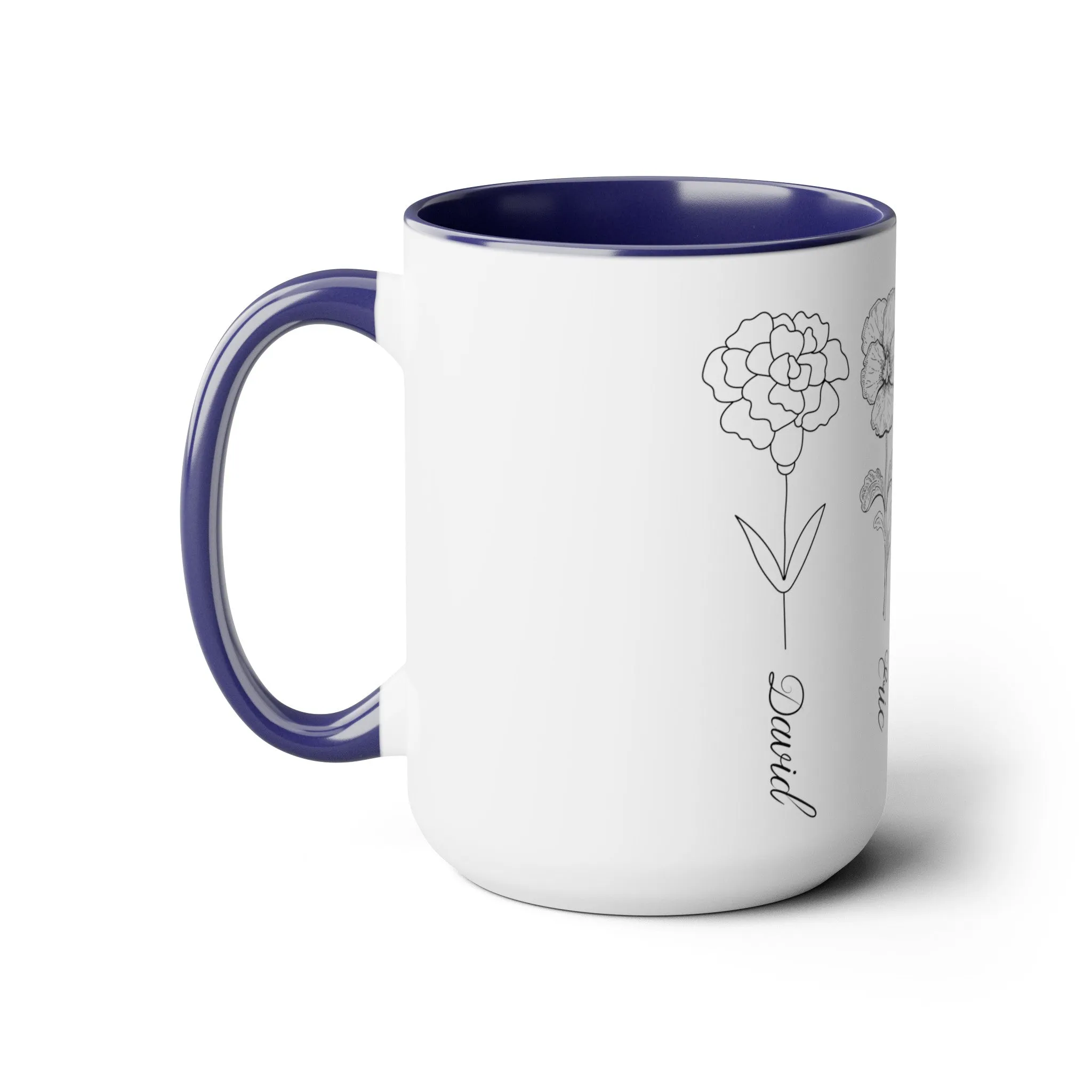 Custom Birth Month Flower mug, Mother's Day Gift, Plant Mom Mug, Custom Mom Mug, Mothers Day Mug, CPlant Lover Gift, Plant mom mug Two-Tone Coffee Mugs, 15oz