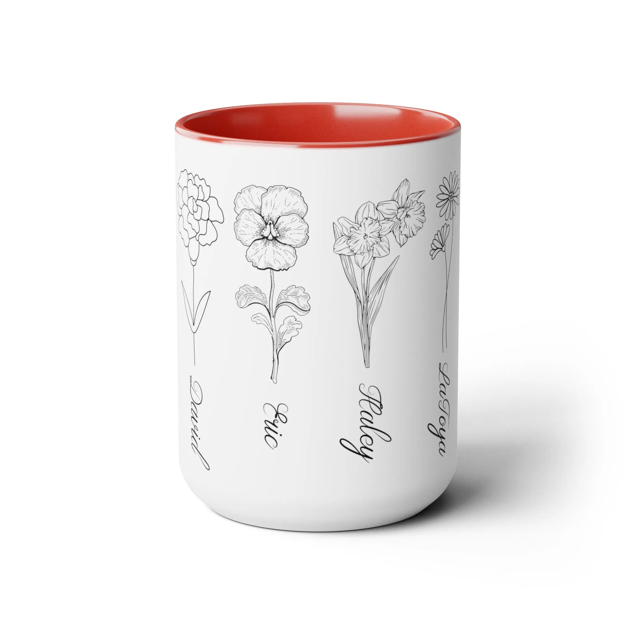 Custom Birth Month Flower mug, Mother's Day Gift, Plant Mom Mug, Custom Mom Mug, Mothers Day Mug, CPlant Lover Gift, Plant mom mug Two-Tone Coffee Mugs, 15oz