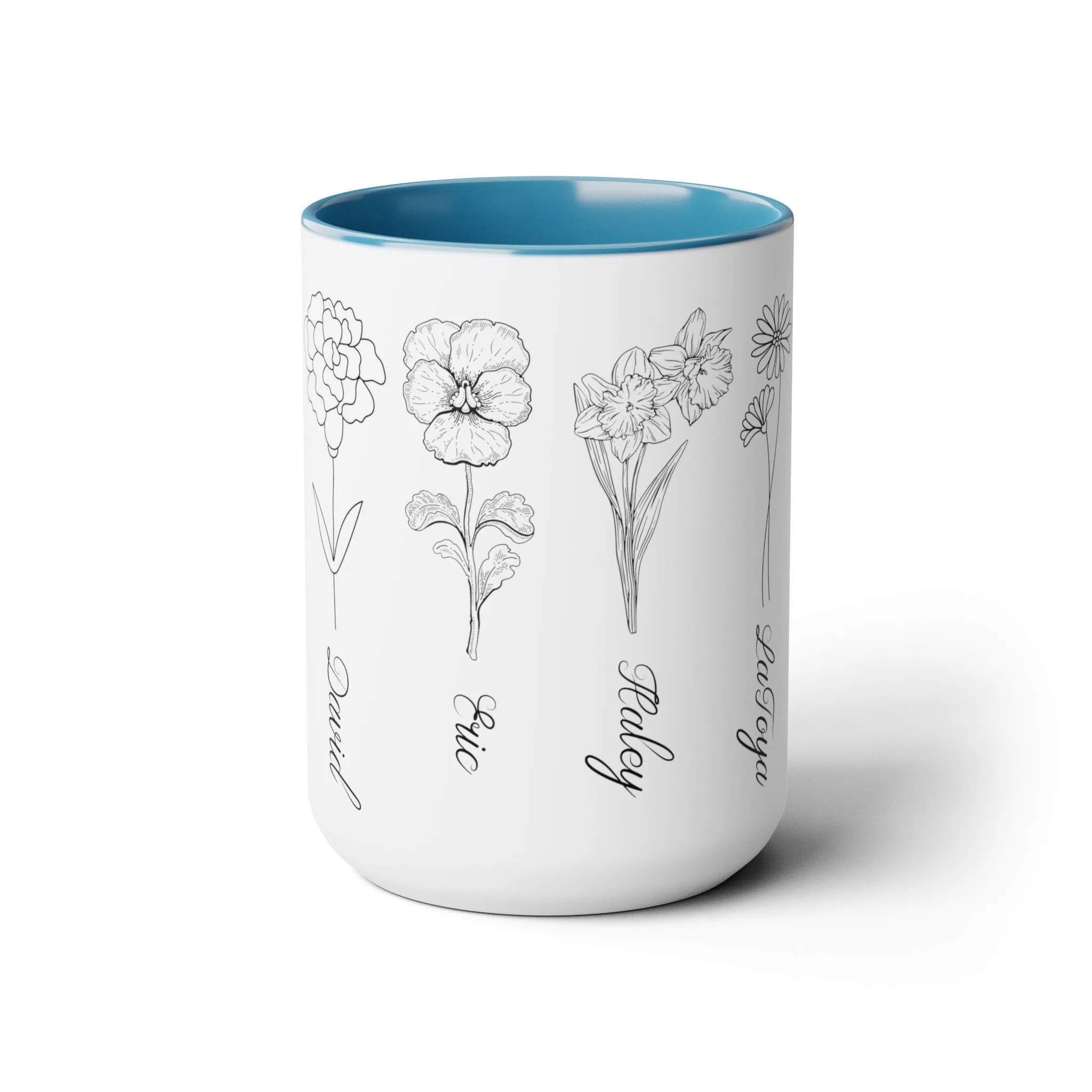 Custom Birth Month Flower mug, Mother's Day Gift, Plant Mom Mug, Custom Mom Mug, Mothers Day Mug, CPlant Lover Gift, Plant mom mug Two-Tone Coffee Mugs, 15oz