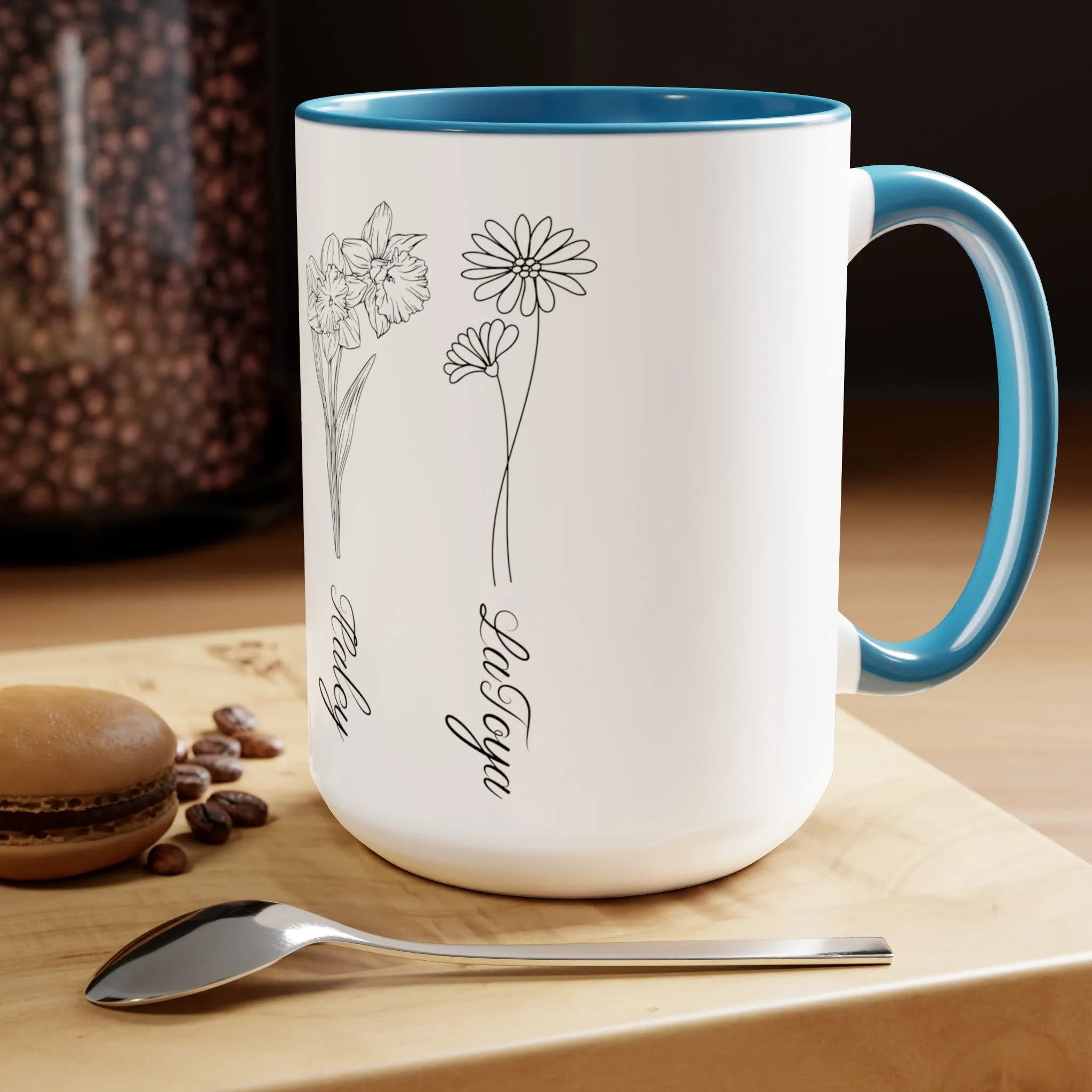 Custom Birth Month Flower mug, Mother's Day Gift, Plant Mom Mug, Custom Mom Mug, Mothers Day Mug, CPlant Lover Gift, Plant mom mug Two-Tone Coffee Mugs, 15oz