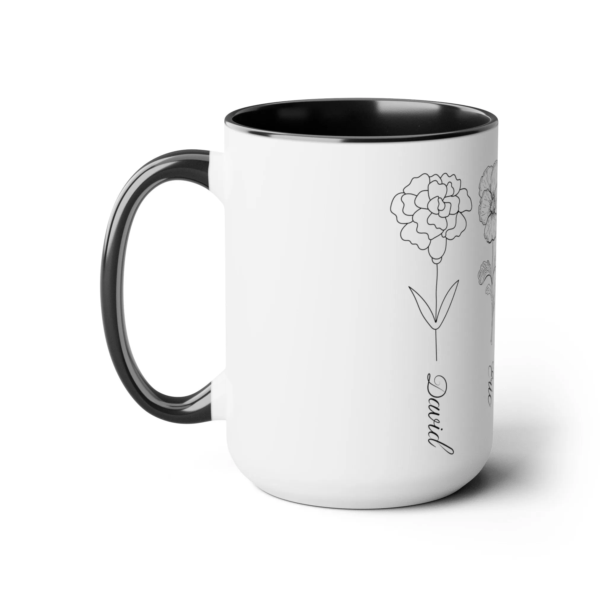 Custom Birth Month Flower mug, Mother's Day Gift, Plant Mom Mug, Custom Mom Mug, Mothers Day Mug, CPlant Lover Gift, Plant mom mug Two-Tone Coffee Mugs, 15oz
