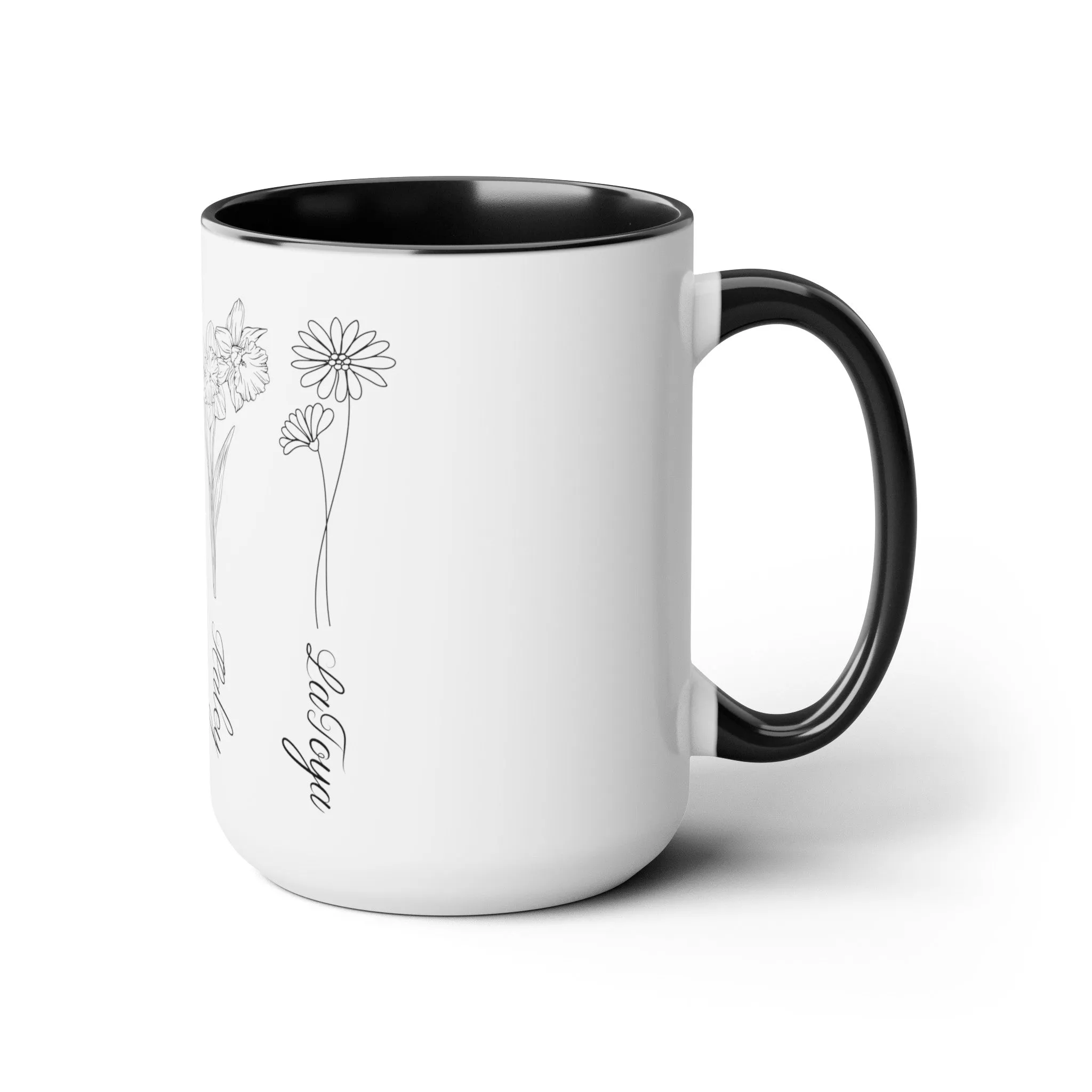 Custom Birth Month Flower mug, Mother's Day Gift, Plant Mom Mug, Custom Mom Mug, Mothers Day Mug, CPlant Lover Gift, Plant mom mug Two-Tone Coffee Mugs, 15oz