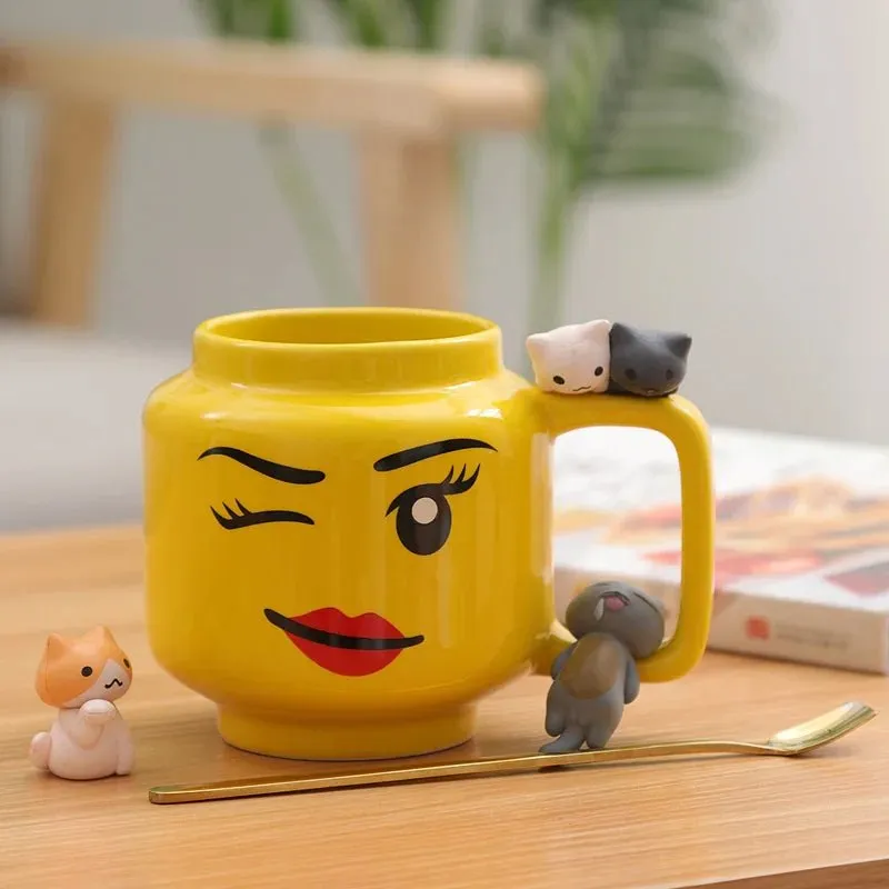 Cute Smiling Face Cartoon Coffee Mugs
