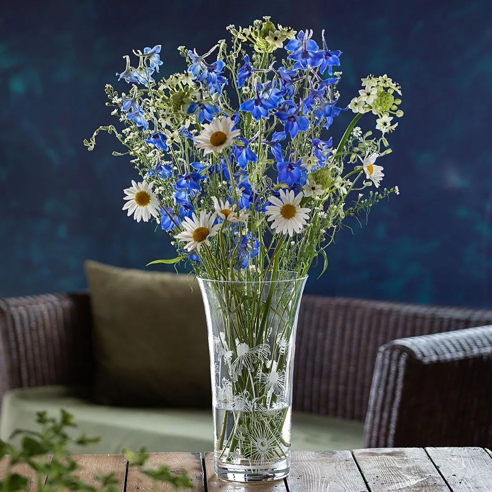 Dartington Crystal 29cm Bloom Bees & Rudbeckia Flared Vase