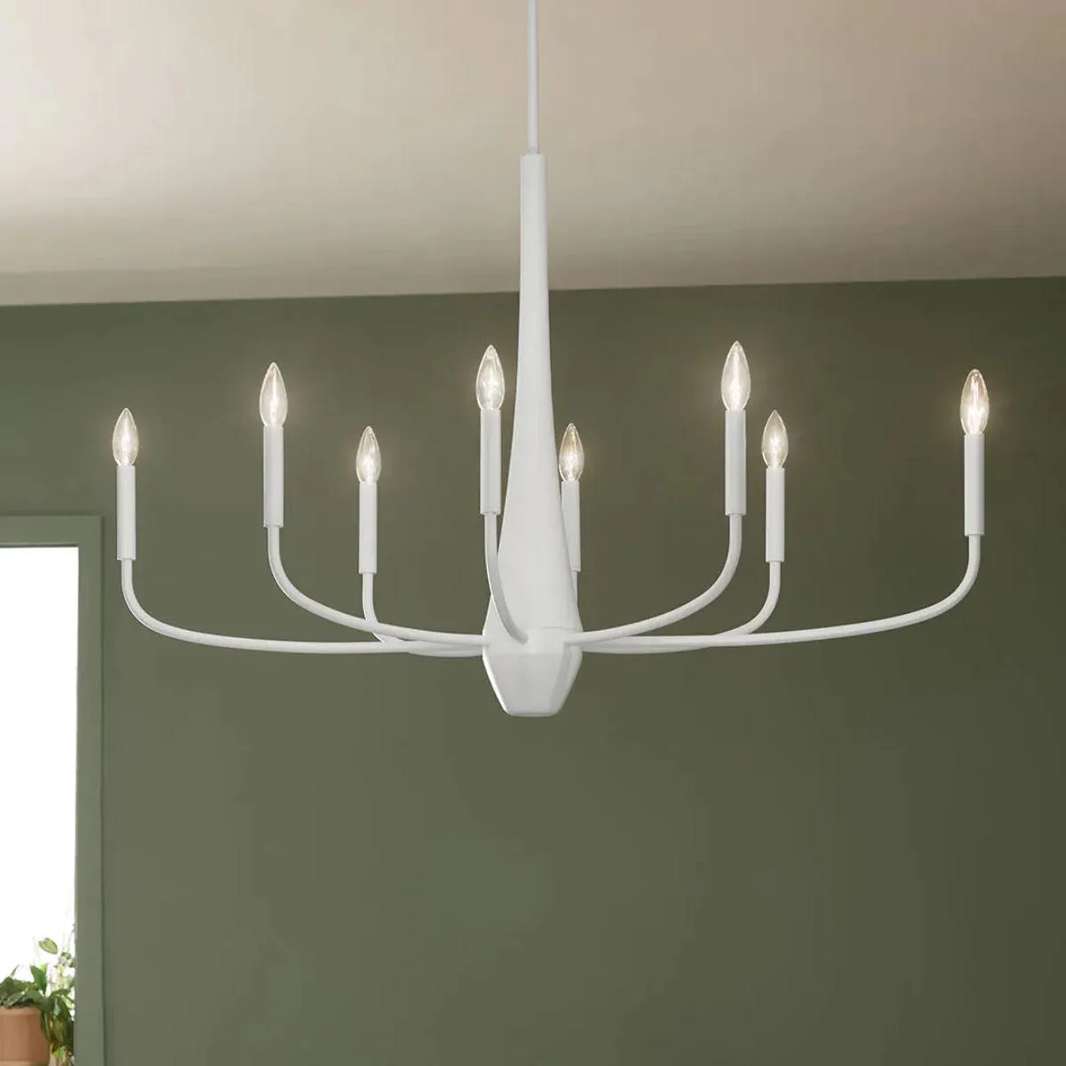 Deela 41" 8-Light Oval Chandelier 1-Tier, White Finish