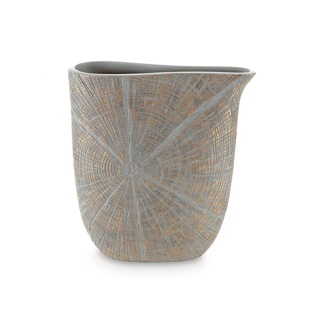 Denver Vase Set of 2, 11 Inch, Starburst Pattern, Antique Gold Polyresin By Casagear Home