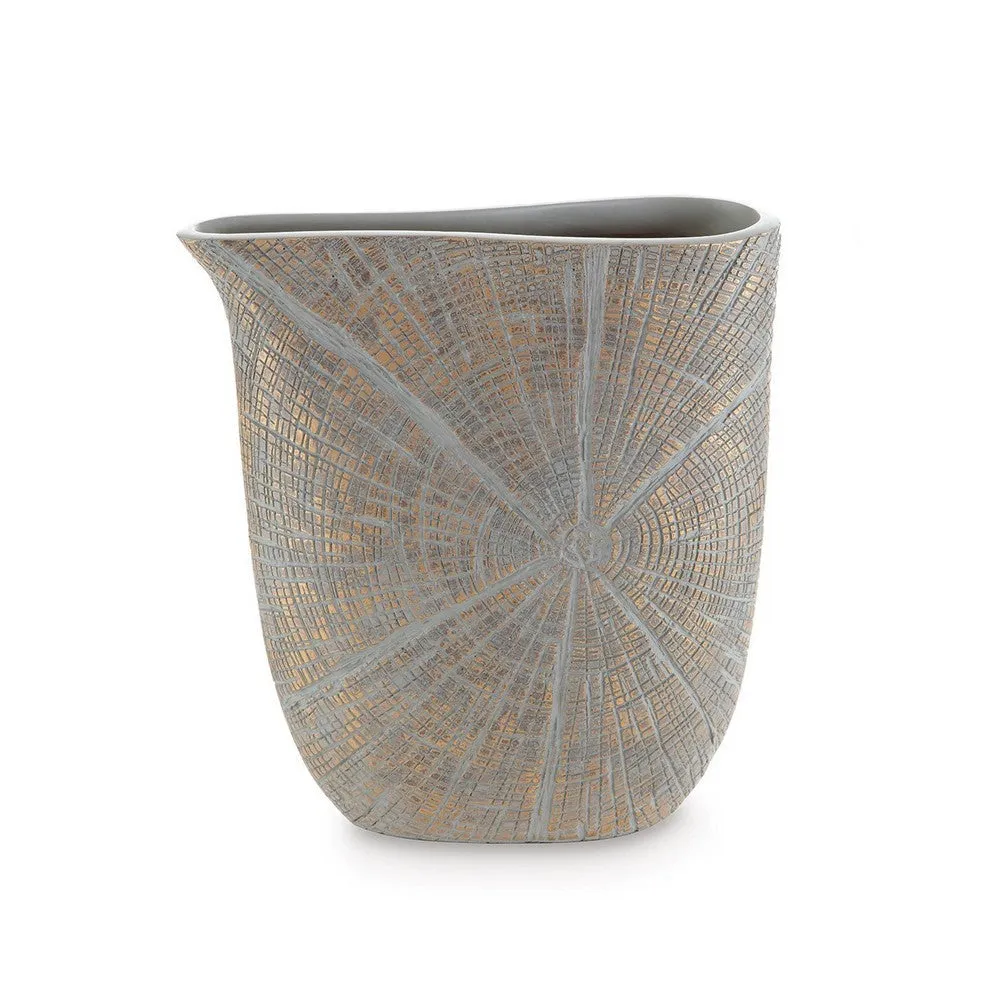 Denver Vase Set of 2, 11 Inch, Starburst Pattern, Antique Gold Polyresin By Casagear Home