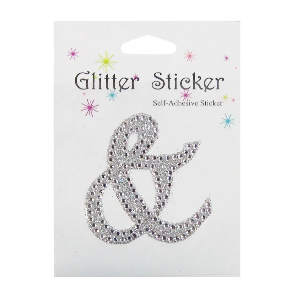 Diamond Glitter Ampersand "&" Sticker, 1-3/4-inch