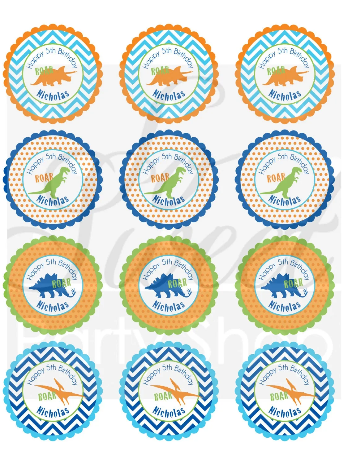 Dinosaur Birthday Favor Sticker Labels, Boys 1st Birthday, Dinosaur Theme Birthday Party Favors, Dinosaur Birthday Decorations - Set of 24