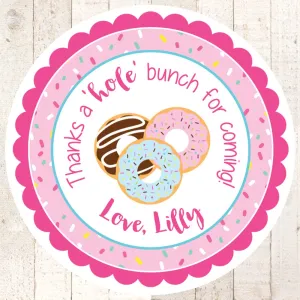 Donut Birthday Stickers, Sprinkle Party, Thank You Stickers, Donut Birthday Decorations, Pajama Party, Sprinkle Baby Shower - Set of 24