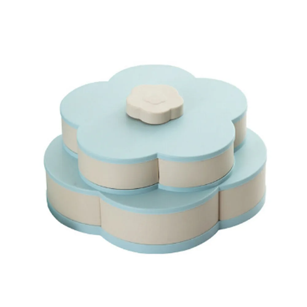 Double-deck Rotary  Storage Box Flower Design Wedding Snack  Box Jewelry Organizer Cosmetic Dry Fruit Storage Bin Box