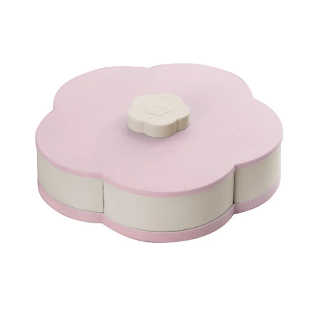 Double-deck Rotary  Storage Box Flower Design Wedding Snack  Box Jewelry Organizer Cosmetic Dry Fruit Storage Bin Box