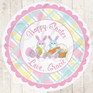 Easter Bunny Stickers, Happy Easter Party Decorations Favor Stickers, Personalized Stickers, Kids Easter Party Favors - Set of 24