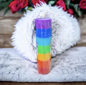 ELEGANTE HOMEZ Chakra Pillar Candle for Home Decorations Aroma Therapy Candles for Birthday Anniversary (Pack of 2)