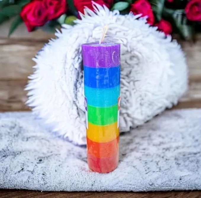 ELEGANTE HOMEZ Chakra Pillar Candle for Home Decorations Aroma Therapy Candles for Birthday Anniversary (Pack of 2)