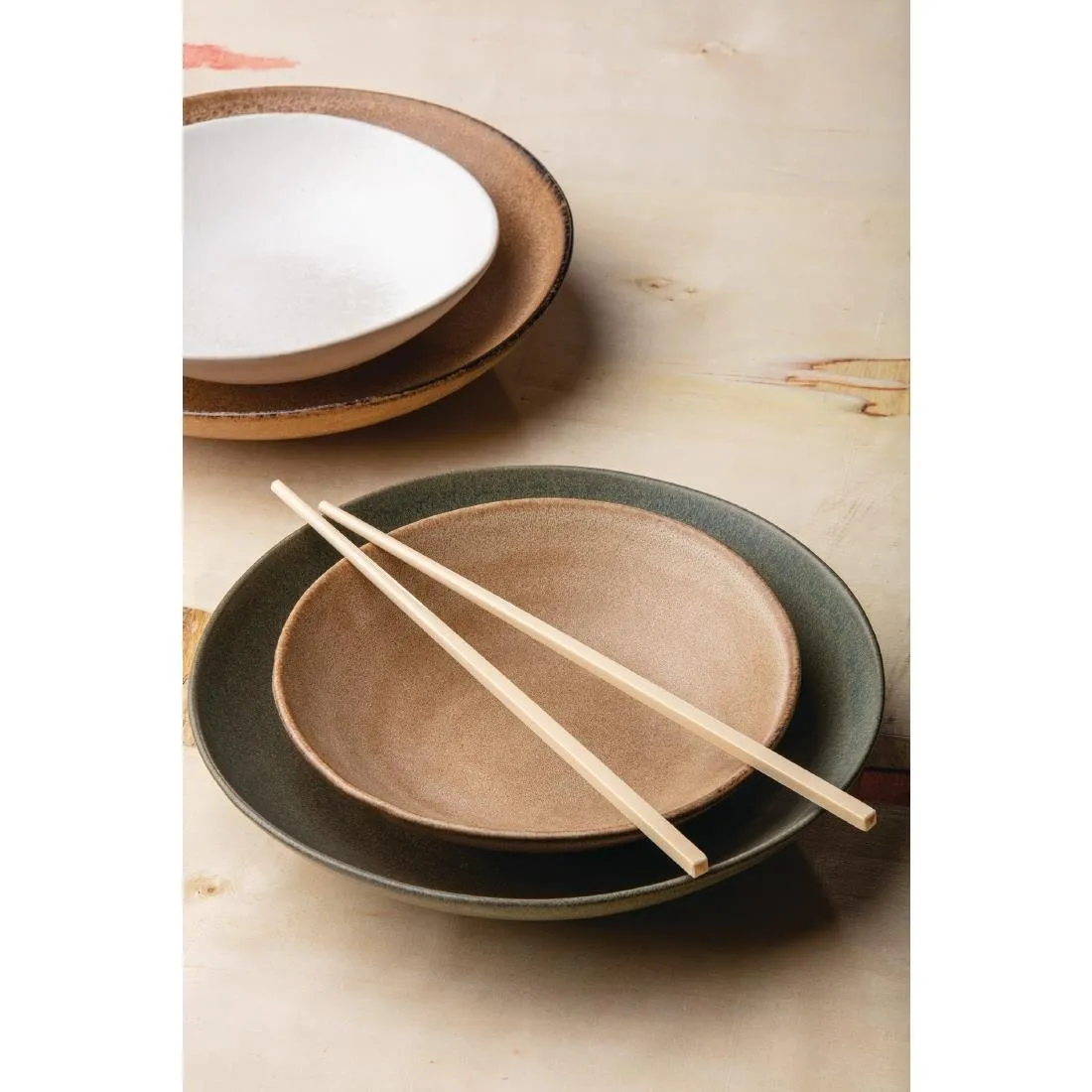 FC734 Olympia Build-a-Bowl Earth Flat Bowls 190mm (Pack of 6)