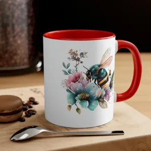 Floral Bee 2 - Accent Coffee Mug 11oz