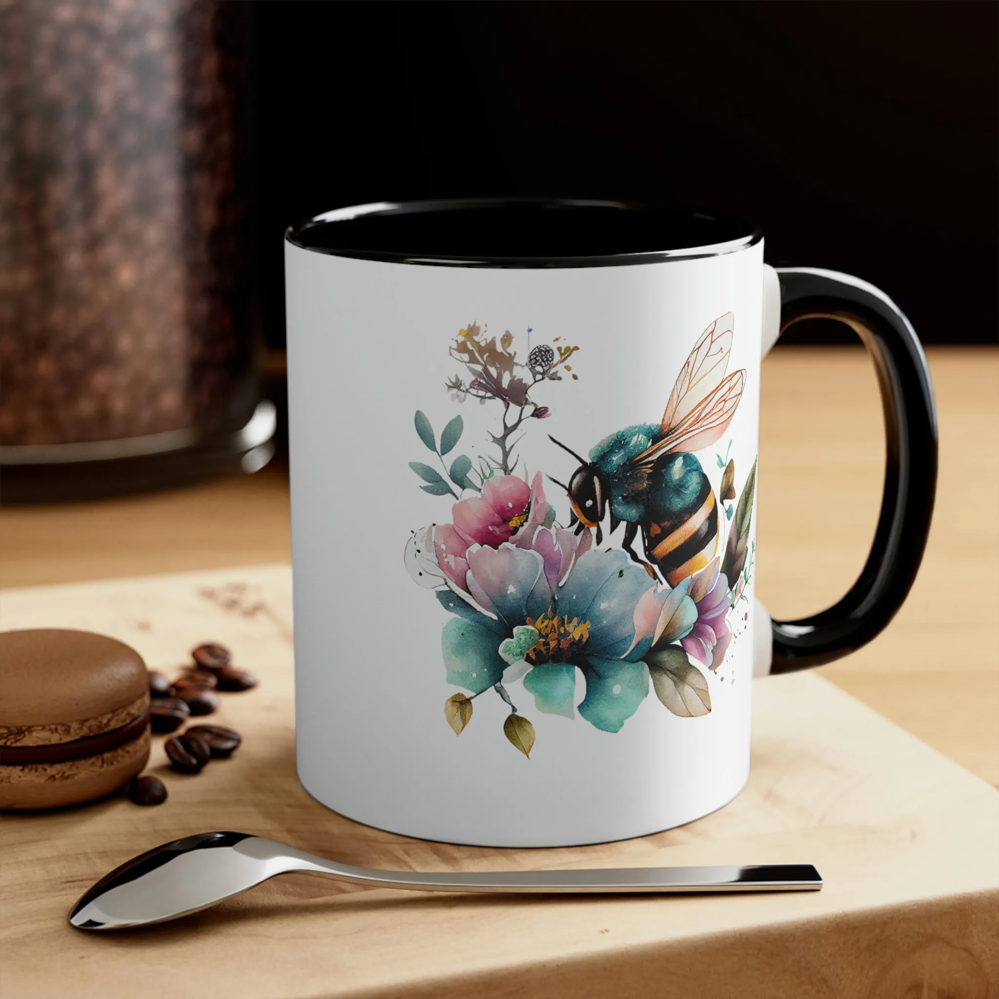 Floral Bee 2 - Accent Coffee Mug 11oz