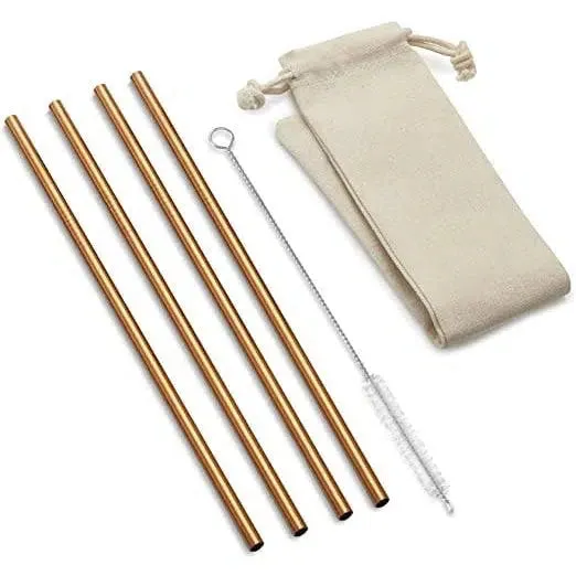 Fox Run Reusable Copper Drinking Straws Set