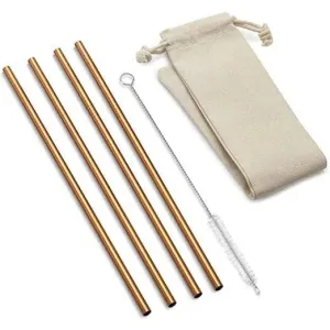 Fox Run Reusable Copper Drinking Straws Set