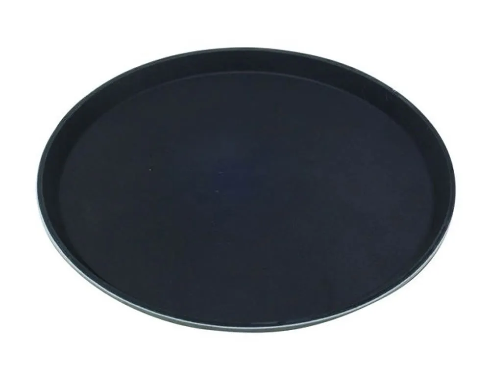 Genware 1100GR-004 Tray Gengrip Fibreglass Round 11" Black