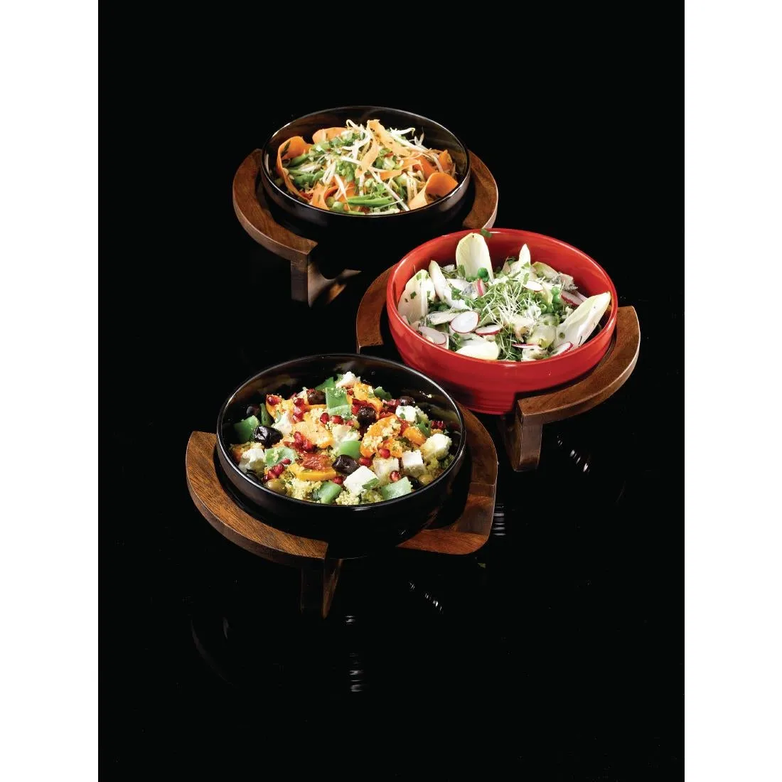 GF708 Art de Cuisine Black Glaze Ripple Bowls Large (Pack of 4)