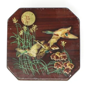 Gift Tin / Cookie Tin, Flying Mallard Ducks Tin, Metal Box Co, England Vintage