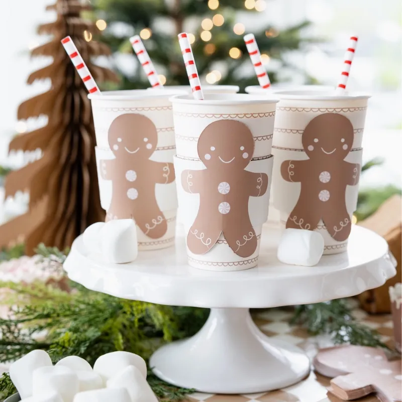 Gingerbread Reusable Straws - Set of 12