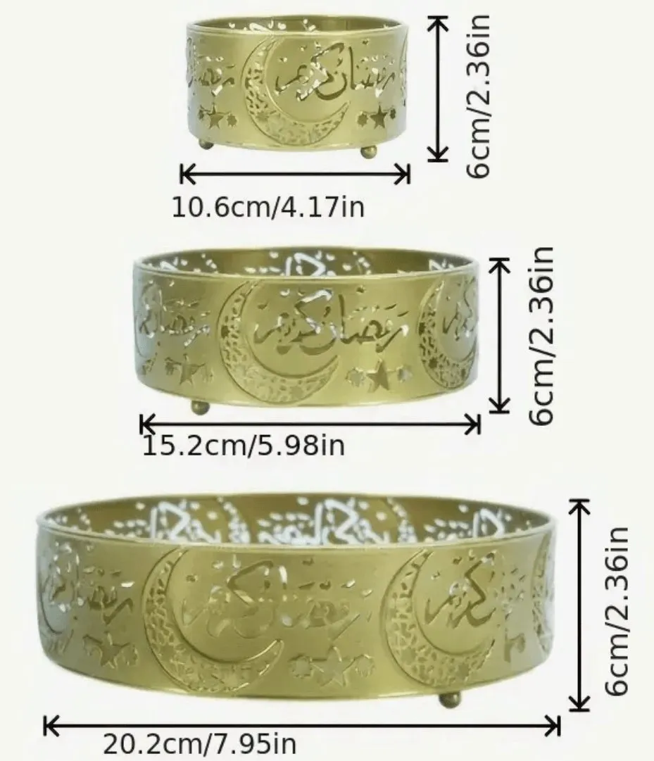 Gold Ramadan | Eid metal Decor tray set