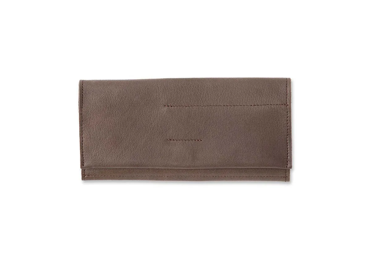 Grain Leather Roll Pen Case Gray