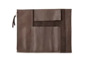 Grain Leather Roll Pen Case Gray