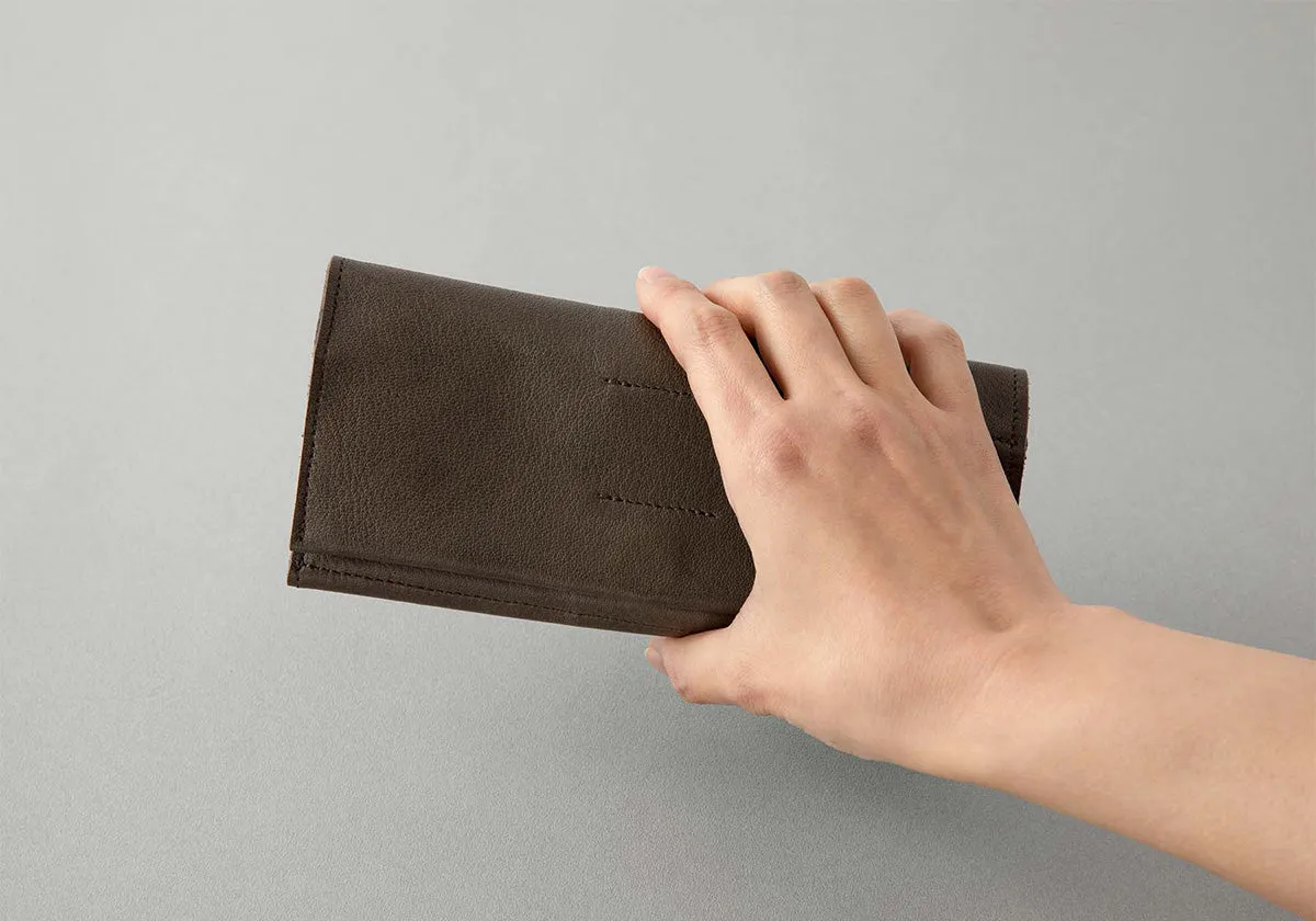 Grain Leather Roll Pen Case Navy