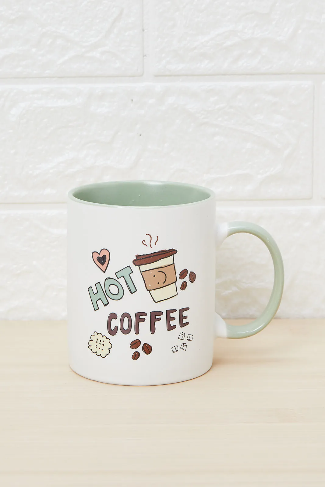 Green And White Hot Coffee Printed Mug