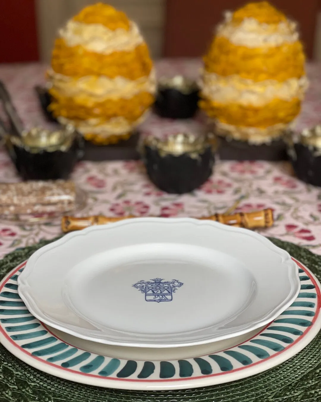 Green Striped dining plates - Set of 4
