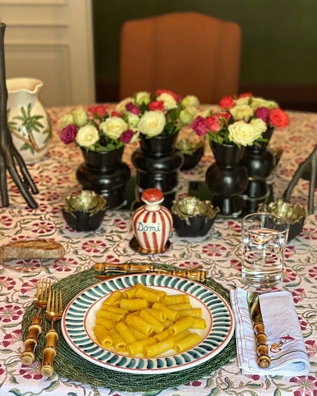 Green Striped dining plates - Set of 4