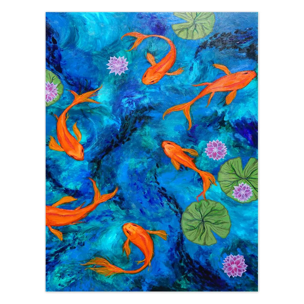 Greeting Cards-Dancing Koi