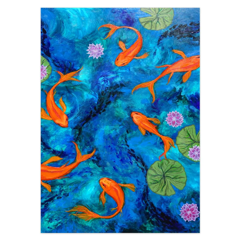 Greeting Cards-Dancing Koi