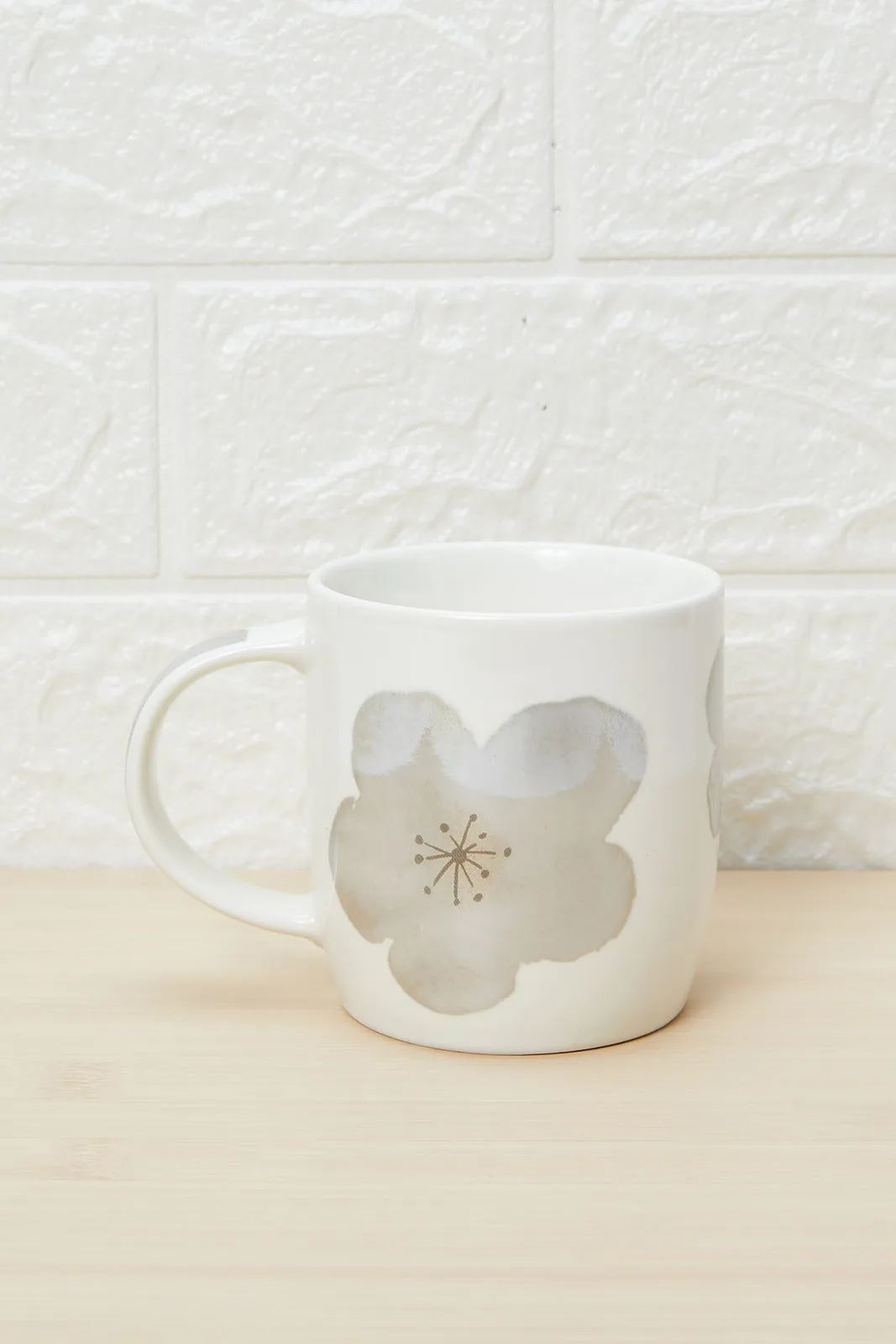 Grey Floral Print Mug
