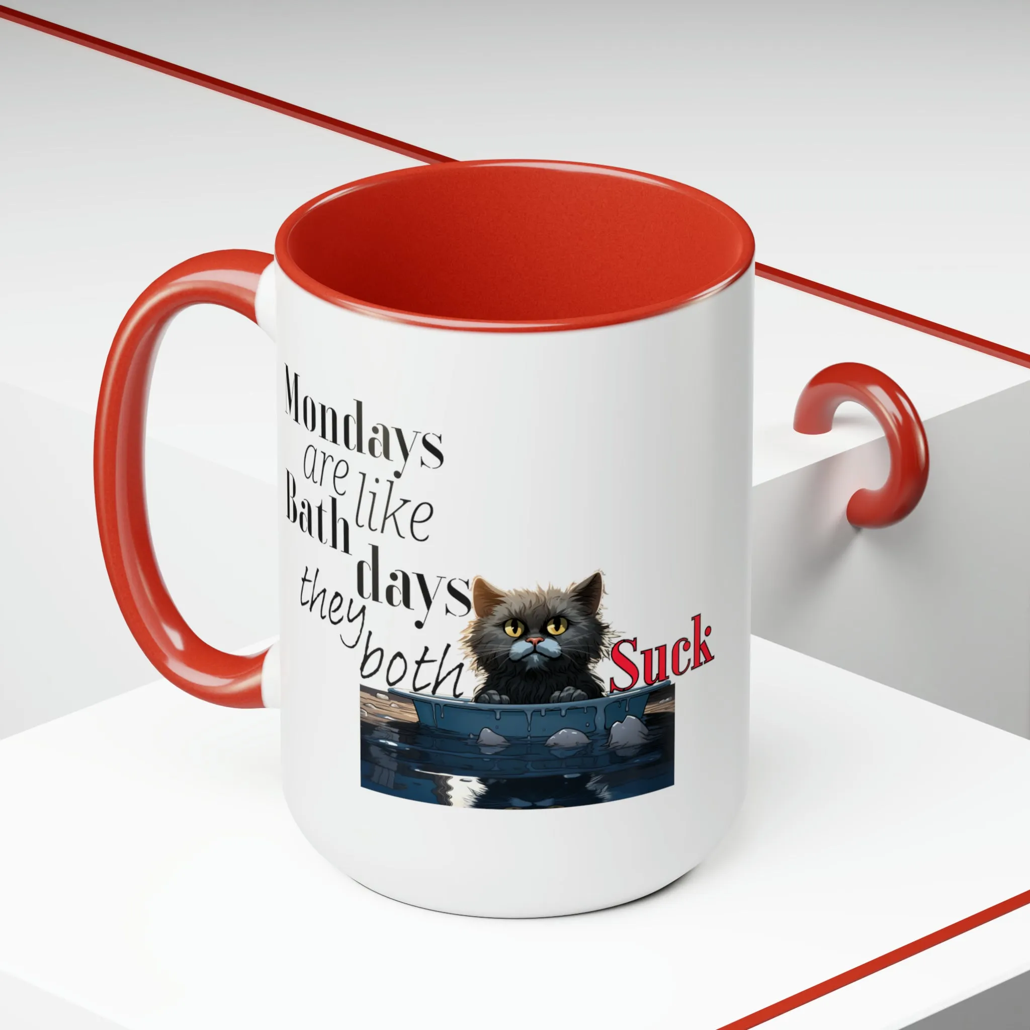 Grumpy Cat Coffee Mugs, 15oz. Two-tone Coffee Mug. Great Gift For Her, Gift For Cat Mom Gift For Her Gift For Coffee Lover Birthday Gift