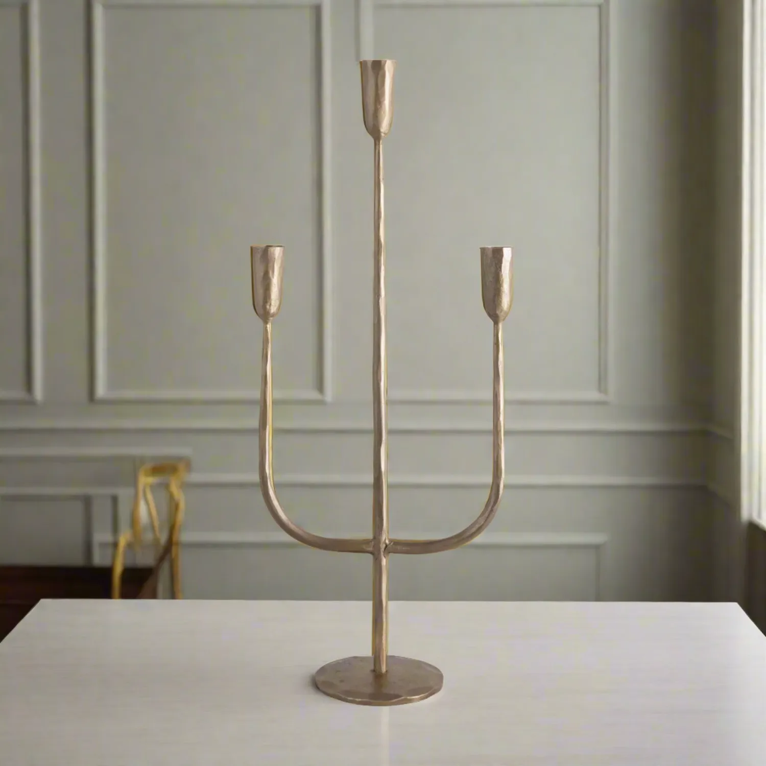 Hand-Forged Metal Candelabra with Antique Finish